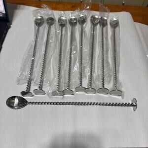 9 Stainless Steel Bar Spoon Lot Twisted Handle Cocktail Stirrer European Bar